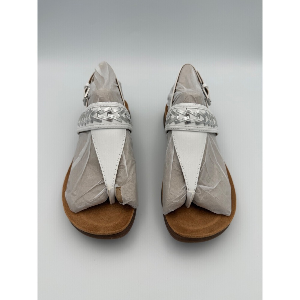 Easy Spirit Monte 3 Sandals‎ 7.5W White Silver Braided Comfort Slingback NWOT